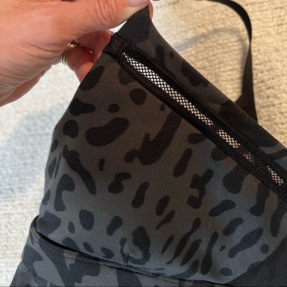 NOT FOR SALE Lululemon Black/Gray Mesh Cheetah Print Spaghetti Strap Bra Top - Picture 2 of 15